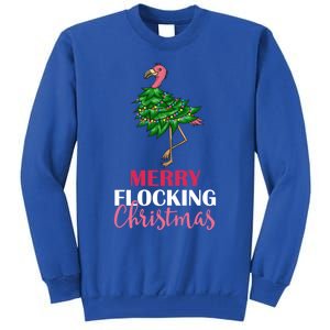 Flamingo Christmas Tree Merry Flocking Christmas Funny Pun Gift Tall Sweatshirt