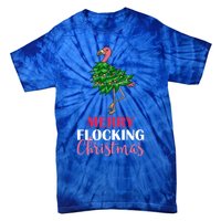 Flamingo Christmas Tree Merry Flocking Christmas Funny Pun Gift Tie-Dye T-Shirt