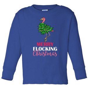 Flamingo Christmas Tree Merry Flocking Christmas Funny Pun Gift Toddler Long Sleeve Shirt