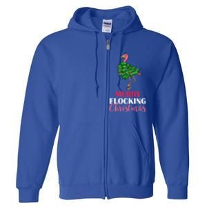 Flamingo Christmas Tree Merry Flocking Christmas Funny Pun Gift Full Zip Hoodie