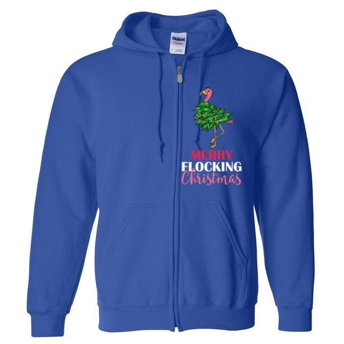 Flamingo Christmas Tree Merry Flocking Christmas Funny Pun Gift Full Zip Hoodie