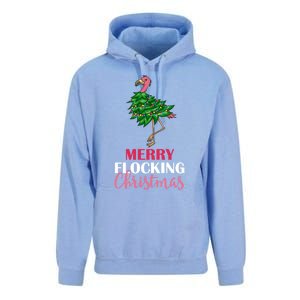 Flamingo Christmas Tree Merry Flocking Christmas Funny Pun Gift Unisex Surf Hoodie