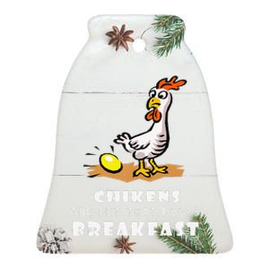 Funny Chickens The Pet That Poops Breakfast Ceramic Bell Ornament