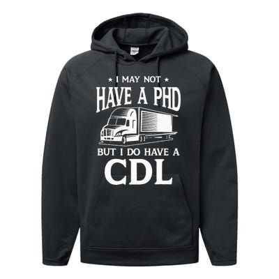 Funny CDL Trucker Performance Fleece Hoodie