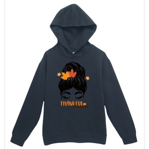 Funny Cute Thankful Mama Messy Bun Autumn Urban Pullover Hoodie