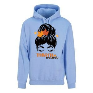 Funny Cute Thankful Mama Messy Bun Autumn Unisex Surf Hoodie