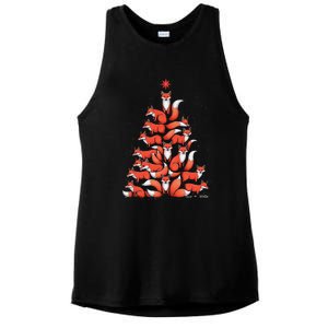 Fox Christmas Tree Fox Xmas Tree Women & Gifts Pajamas Ladies PosiCharge Tri-Blend Wicking Tank