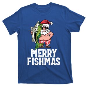 Funny Christmas Themed Bass Fishing Gift Merry Fishmas Gift T-Shirt