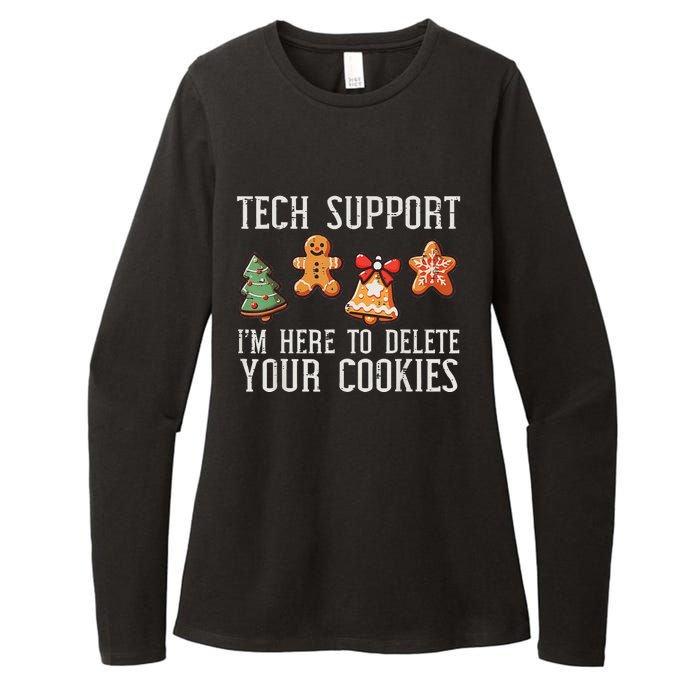 Funny Christmas Tech Support Here To Delete Cookies Womens CVC Long Sleeve Shirt