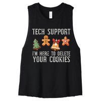 Funny Christmas Tech Support Here To Delete Cookies Women's Racerback Cropped Tank