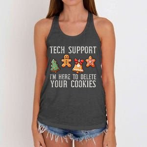 Funny Christmas Tech Support Here To Delete Cookies Women's Knotted Racerback Tank