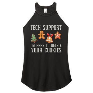 Funny Christmas Tech Support Here To Delete Cookies Women's Perfect Tri Rocker Tank