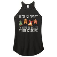 Funny Christmas Tech Support Here To Delete Cookies Women's Perfect Tri Rocker Tank