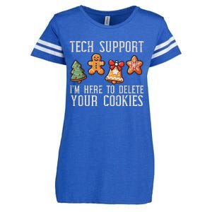 Funny Christmas Tech Support Here To Delete Cookies Enza Ladies Jersey Football T-Shirt