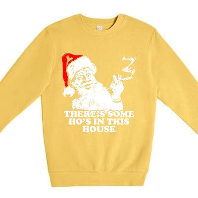 Funny Christmas Theres Some Hos In This House Vintage Cool Gift Premium Crewneck Sweatshirt