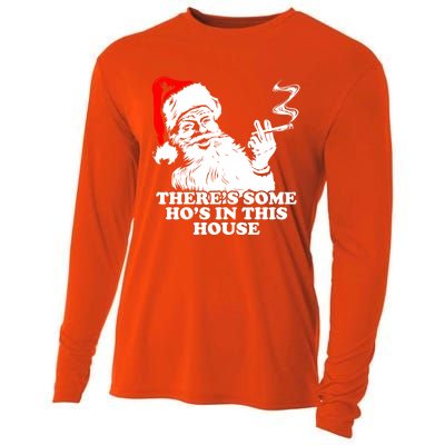 Funny Christmas Theres Some Hos In This House Vintage Cool Gift Cooling Performance Long Sleeve Crew