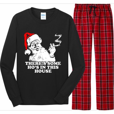 Funny Christmas Theres Some Hos In This House Vintage Cool Gift Long Sleeve Pajama Set