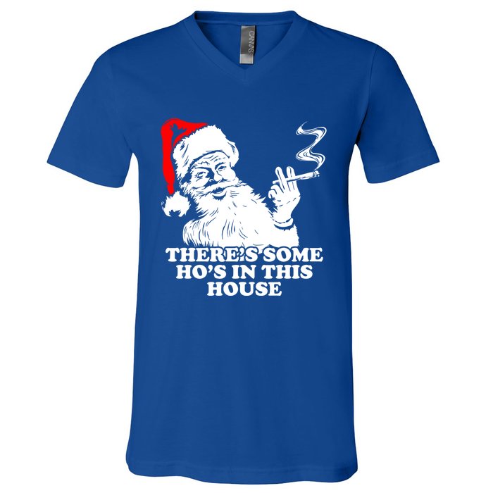 Funny Christmas Theres Some Hos In This House Vintage Cool Gift V-Neck T-Shirt