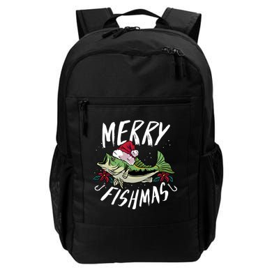 Funny Christmas Themed Bass Fishing Design Merry Fishmas Gift Backpack