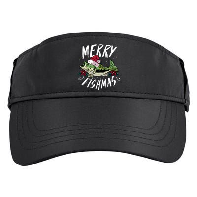 Funny Christmas Themed Bass Fishing Design Merry Fishmas Gift Adult Drive Performance Visor