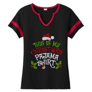 Funny Christmas This Is My Christmas Pajamas Cute Gift Ladies Halftime Notch Neck Tee