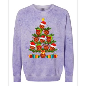 Funny Christmas Tree Basketball Xmas Light Sport Lover Gift Colorblast Crewneck Sweatshirt