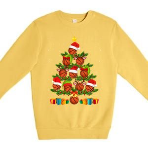 Funny Christmas Tree Basketball Xmas Light Sport Lover Gift Premium Crewneck Sweatshirt