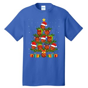 Funny Christmas Tree Basketball Xmas Light Sport Lover Gift Tall T-Shirt