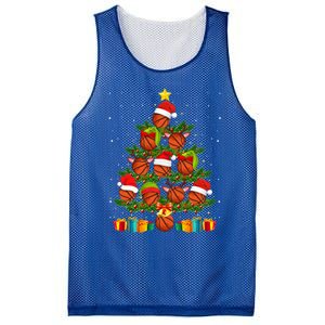 Funny Christmas Tree Basketball Xmas Light Sport Lover Gift Mesh Reversible Basketball Jersey Tank