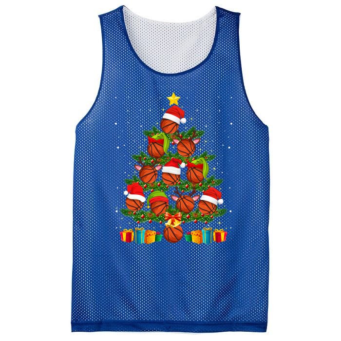 Funny Christmas Tree Basketball Xmas Light Sport Lover Gift Mesh Reversible Basketball Jersey Tank