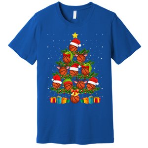 Funny Christmas Tree Basketball Xmas Light Sport Lover Gift Premium T-Shirt