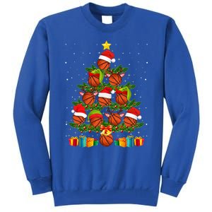 Funny Christmas Tree Basketball Xmas Light Sport Lover Gift Tall Sweatshirt