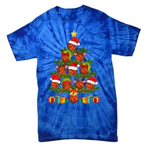 Funny Christmas Tree Basketball Xmas Light Sport Lover Gift Tie-Dye T-Shirt