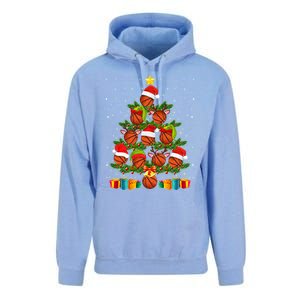 Funny Christmas Tree Basketball Xmas Light Sport Lover Gift Unisex Surf Hoodie