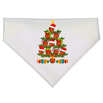 Funny Christmas Tree Basketball Xmas Light Sport Lover Gift USA-Made Doggie Bandana