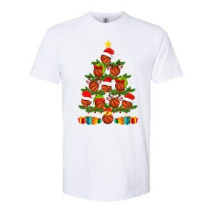 Funny Christmas Tree Basketball Xmas Light Sport Lover Gift Softstyle CVC T-Shirt