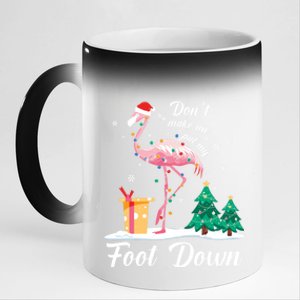 Flamingo Christmas Tree Santa Hat Xmas Light Merry Christmas Gift 11oz Black Color Changing Mug