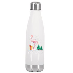 Flamingo Christmas Tree Santa Hat Xmas Light Merry Christmas Gift Stainless Steel Insulated Water Bottle