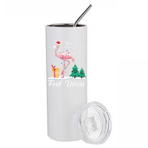 Flamingo Christmas Tree Santa Hat Xmas Light Merry Christmas Gift Stainless Steel Tumbler