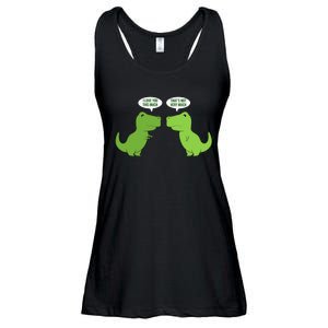 Funny Cute T Rex Dinosaur Funny Text Humour Happy Ladies Essential Flowy Tank