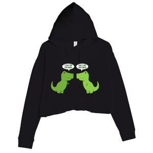 Funny Cute T Rex Dinosaur Funny Text Humour Happy Crop Fleece Hoodie