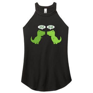 Funny Cute T Rex Dinosaur Funny Text Humour Happy Women's Perfect Tri Rocker Tank