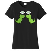 Funny Cute T Rex Dinosaur Funny Text Humour Happy Women's T-Shirt