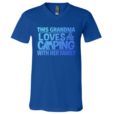 Family Camping Trip Funny Gift This Grandma Loves Camping V-Neck T-Shirt