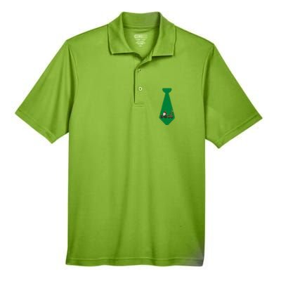 Funny Christmas Tie With Christmas Farm Tractor Tree Lights Men's Origin Performance Pique Polo