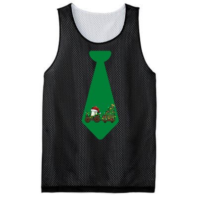 Funny Christmas Tie With Christmas Farm Tractor Tree Lights Mesh Reversible Basketball Jersey Tank