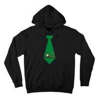 Funny Christmas Tie With Christmas Farm Tractor Tree Lights Tall Hoodie