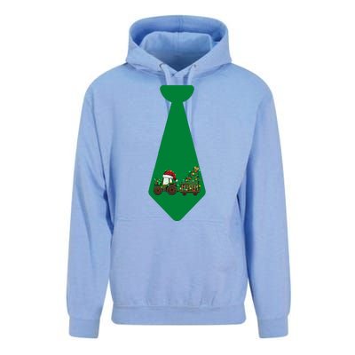 Funny Christmas Tie With Christmas Farm Tractor Tree Lights Unisex Surf Hoodie