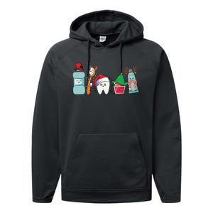 Funny Christmas Teeth Christmas Dentist Performance Fleece Hoodie