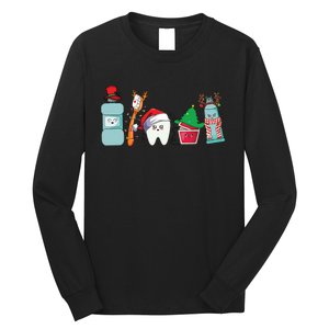 Funny Christmas Teeth Christmas Dentist Long Sleeve Shirt